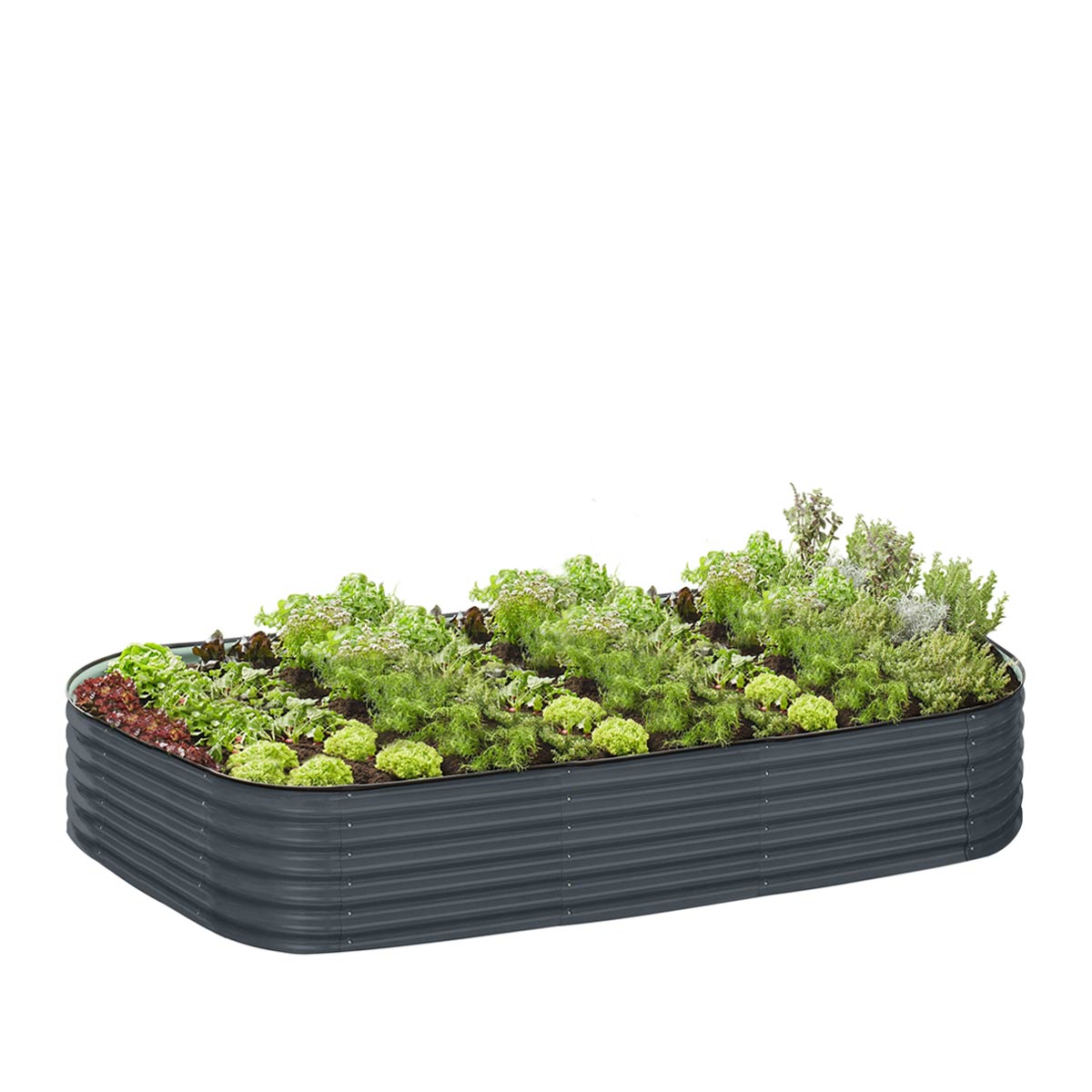 TMG Industrial Metal Raised Garden Bed Kit, 9-In-1 Modular Design, 18” Tall, Galvanized & Powder Coated, Rubber Edging, TMG-MGB96