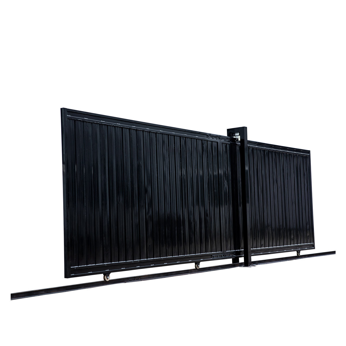 TMG Industrial 20-ft Driveway Privacy Sliding Wrought Iron Gate, Fully Welded Structure & Panels, In-Ground Rail Track, TMG-MGS20