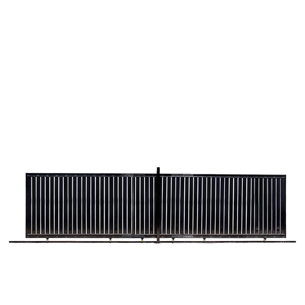 TMG Industrial 25-ft Driveway Privacy Sliding Wrought Iron Gate, Fully Welded Structure & Panels, In-Ground Rail Track, TMG-MGS25