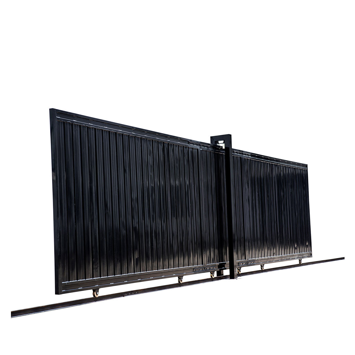 TMG Industrial 25-ft Driveway Privacy Sliding Wrought Iron Gate, Fully Welded Structure & Panels, In-Ground Rail Track, TMG-MGS25