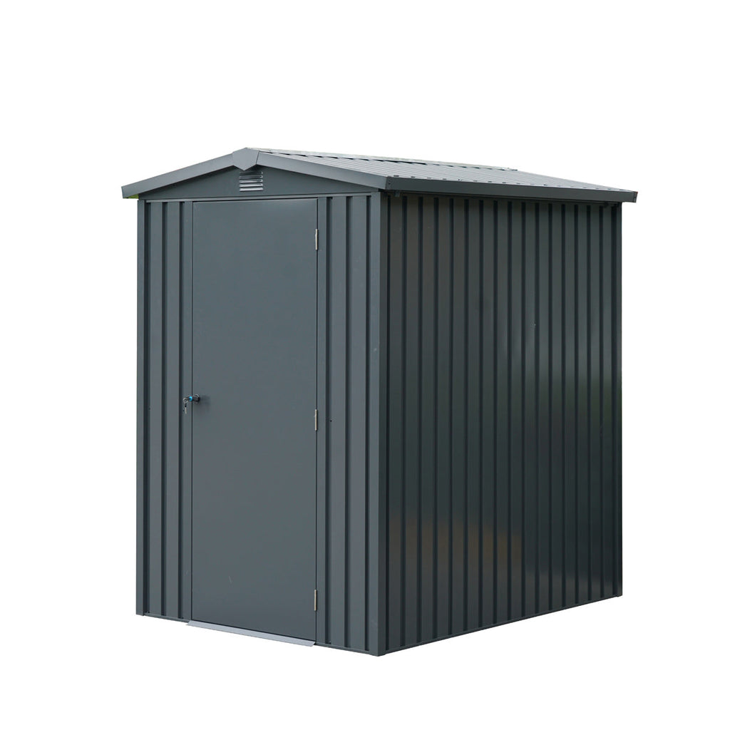 TMG Industrial 5 x 6 FT Apex Roof Metal Shed Pro Series, Galvanized corrugated metal, Apex roof design, Two air vents,  TMG-MS0506