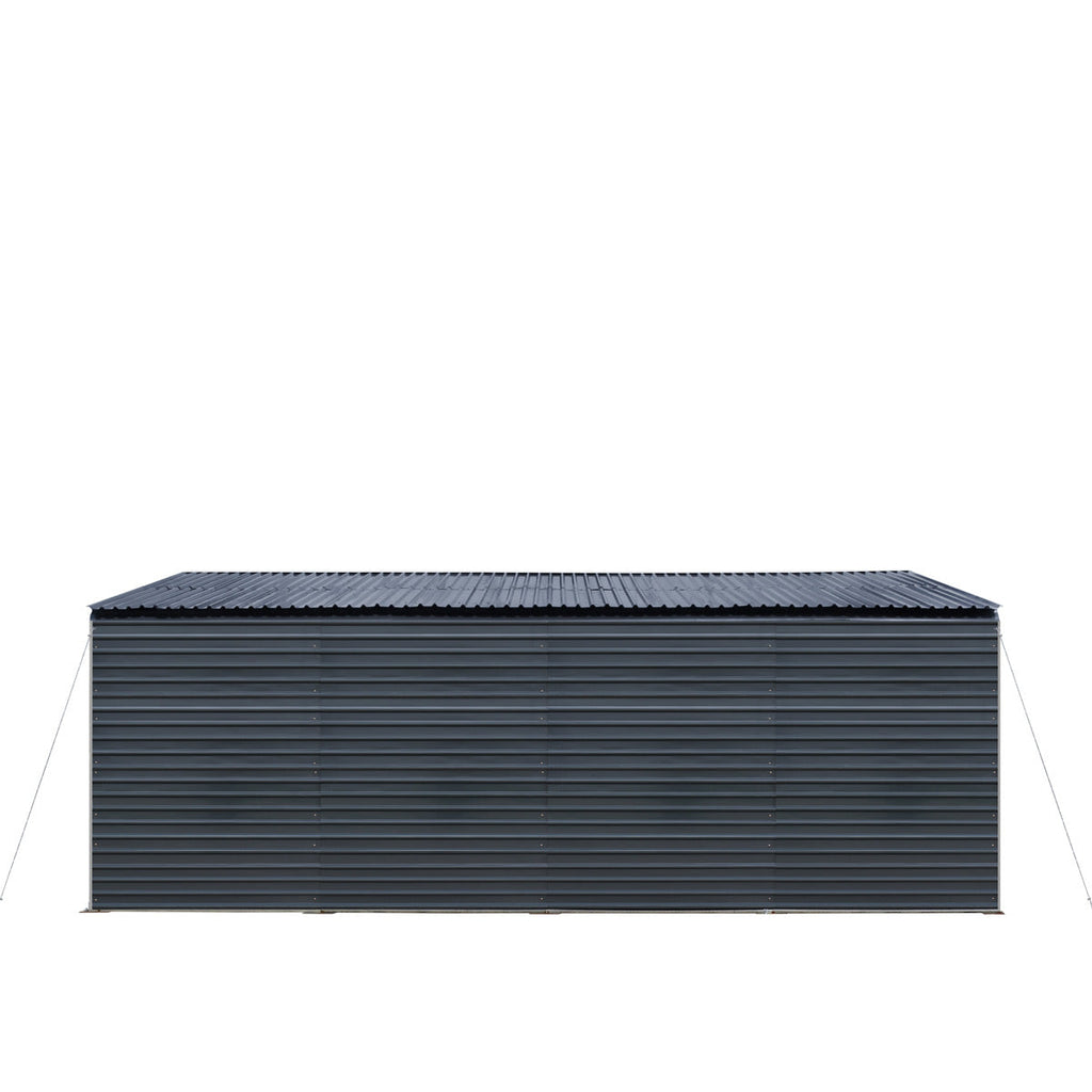 TMG Industrial 20’ x 20’ Metal Shed Carport, 10’ Enclosed Sidewalls, 400 Sq-Ft, 27 GA Corrugated Panels, TMG-MSC2020F