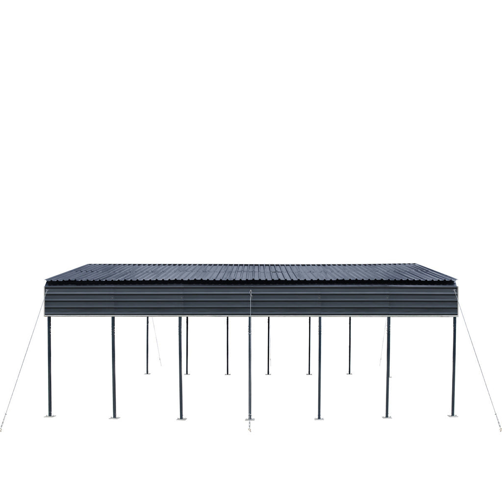 TMG Industrial 20’ x 30’ Metal Shed Carport, 10’ Open Sidewalls, 600 Sq-Ft, 27 GA Corrugated Panels, TMG-MSC2030