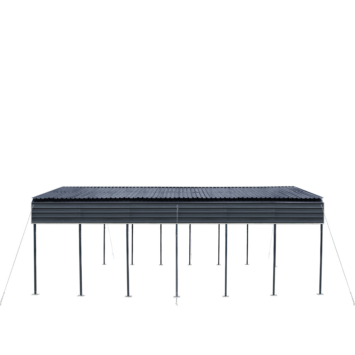 TMG Industrial 20’ x 30’ Metal Shed Carport, 10’ Open Sidewalls, 600 Sq-Ft, 27 GA Corrugated Panels, TMG-MSC2030