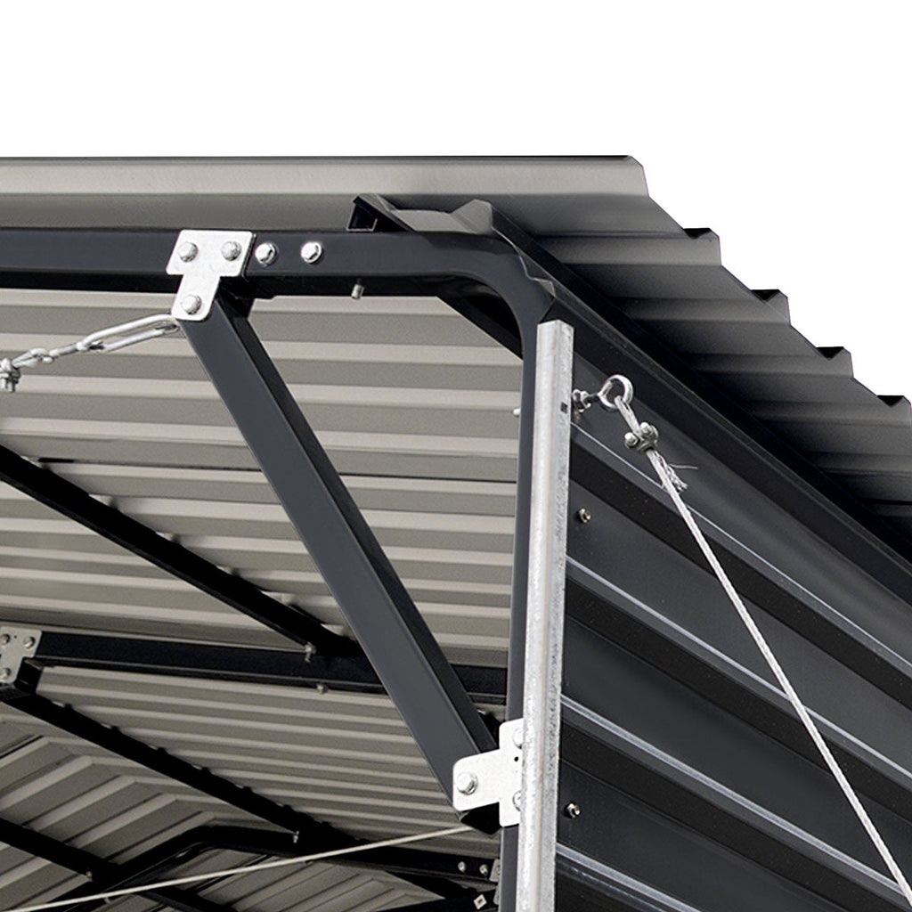 TMG Industrial 20’ x 30’ Metal Shed Carport, 10’ Open Sidewalls, 600 Sq-Ft, 27 GA Corrugated Panels, TMG-MSC2030
