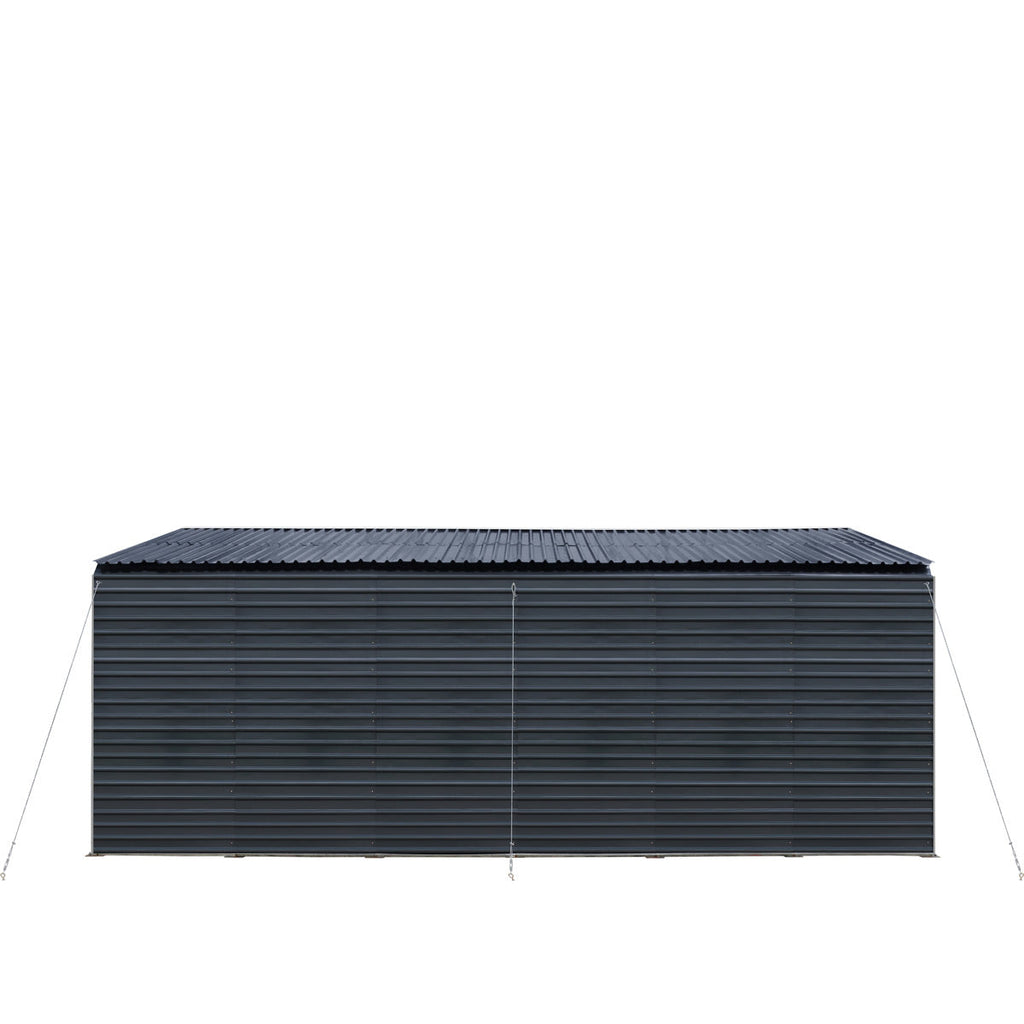 TMG Industrial 20’ x 30’ Metal Shed Carport, 10’ Enclosed Sidewalls, 600 Sq-Ft, 27 GA Corrugated Panels, TMG-MSC2030F