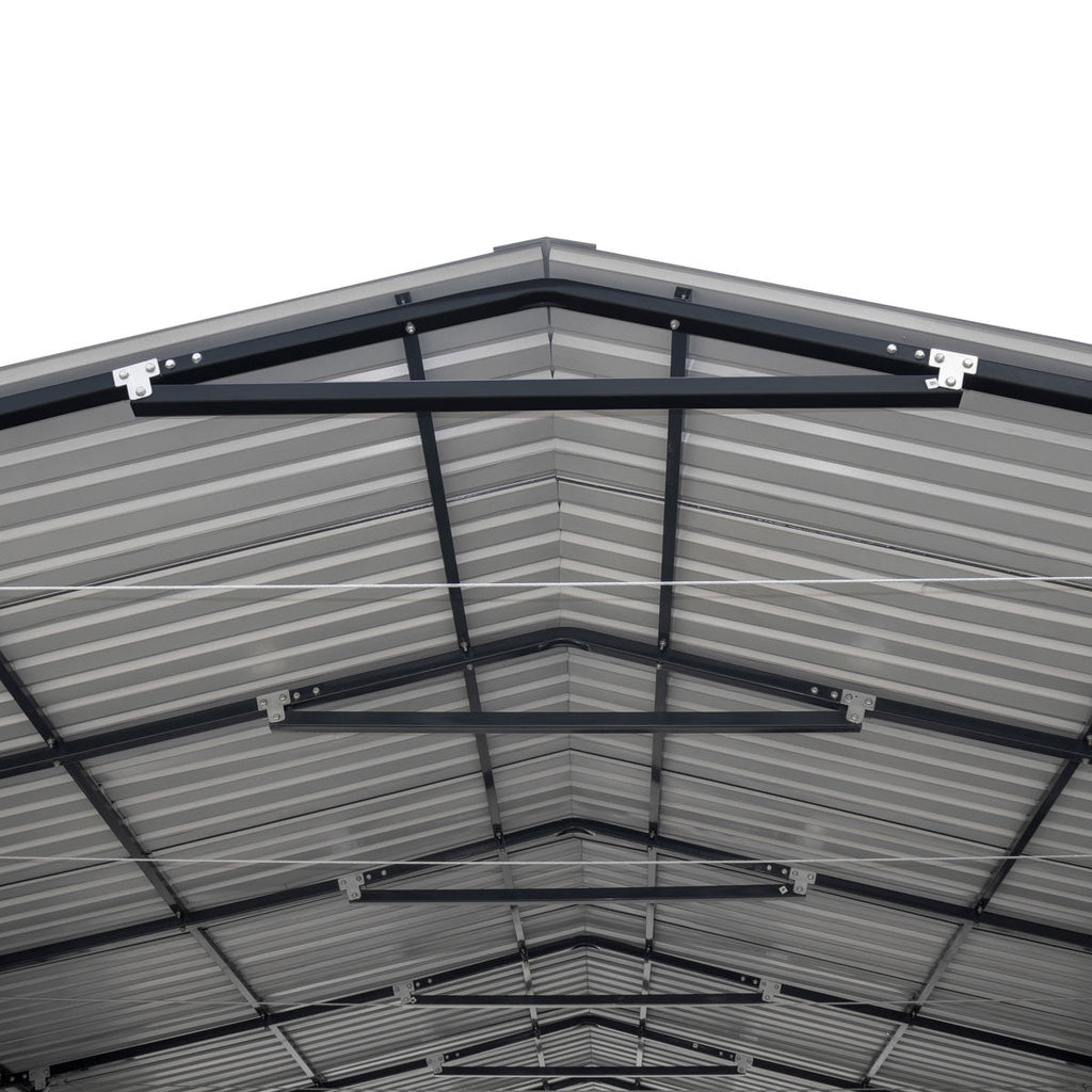 TMG Industrial 20’ x 30’ Metal Shed Carport, 10’ Enclosed Sidewalls, 600 Sq-Ft, 27 GA Corrugated Panels, TMG-MSC2030F