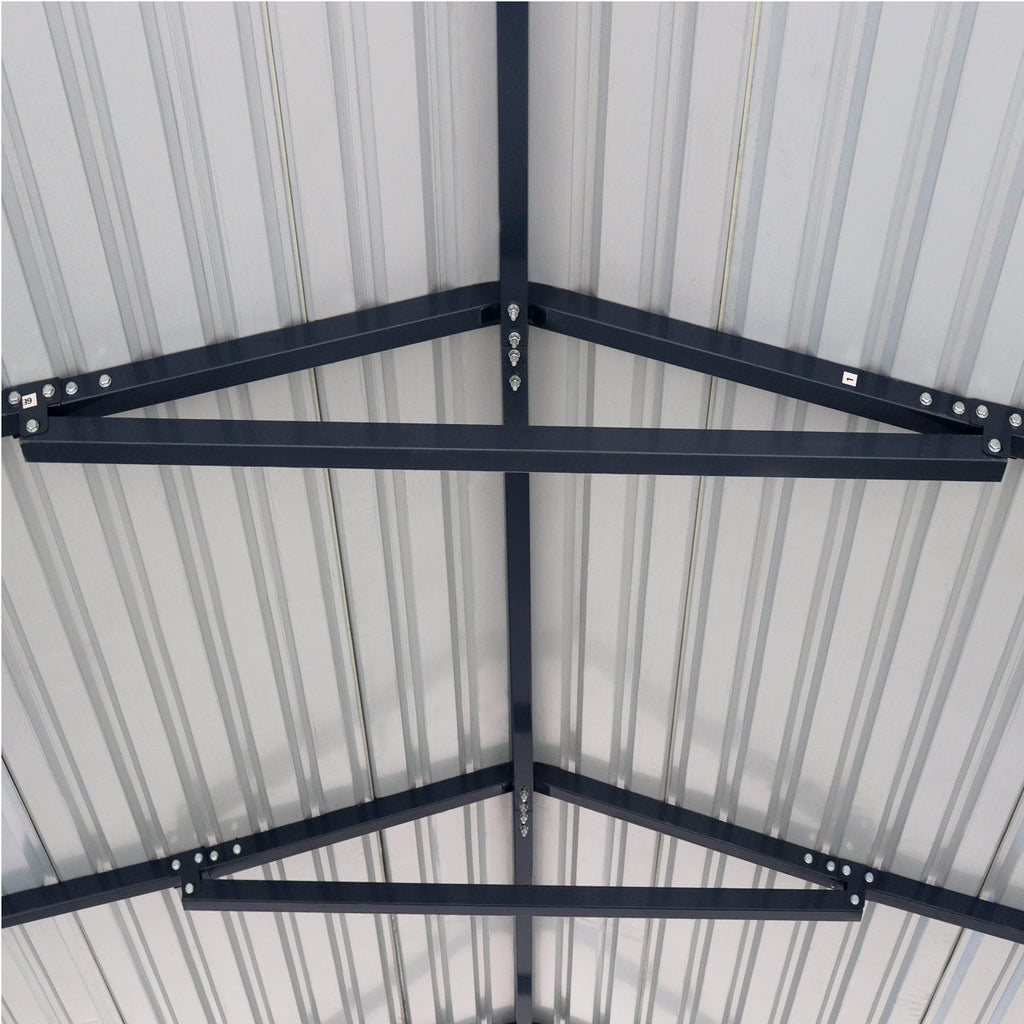 TMG Industrial 20’ x 30’ Livestock Corral Panel Metal Shed, 7’ Sidewall Height, 5’ Corral Panel Height, 600 Sq-Ft, 27 GA Corrugated Panels, TMG-MS2030LC