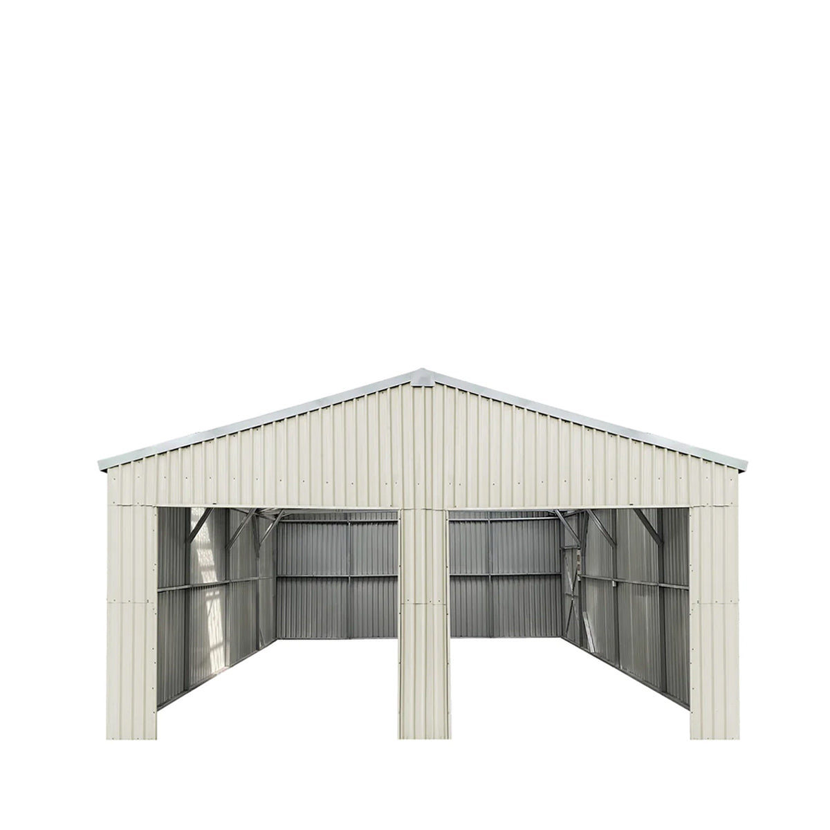 TMG Industrial 25’ x 25’ Double Garage Metal Barn Shed with Side Entry Door, 625 Sq-Ft Floor Space, 9’8” Eave Height, 27 GA Metal, Skylights, 4/12 Roof Pitch, TMG-MS2525