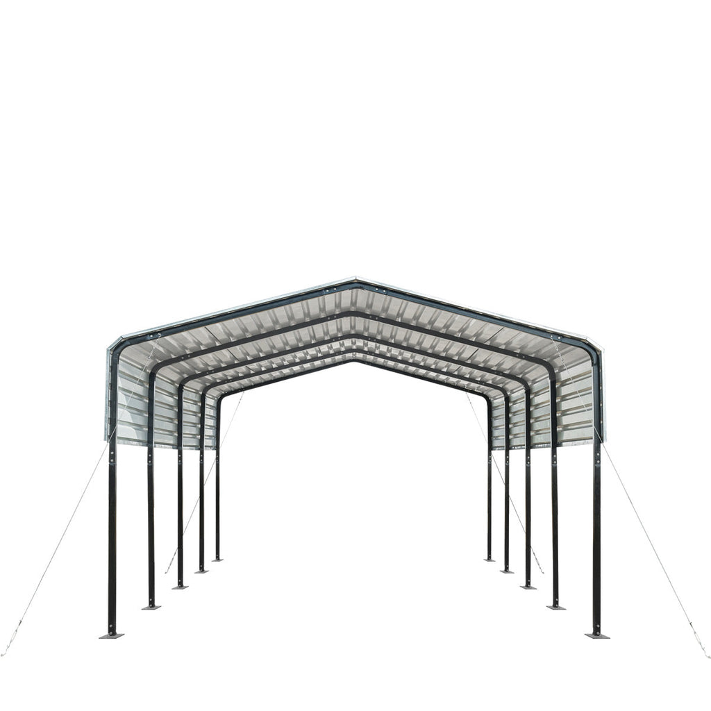 TMG Industrial 12’ x 20’ Metal Shed Carport with 8’ Open Sidewalls, TMG-MSC1220
