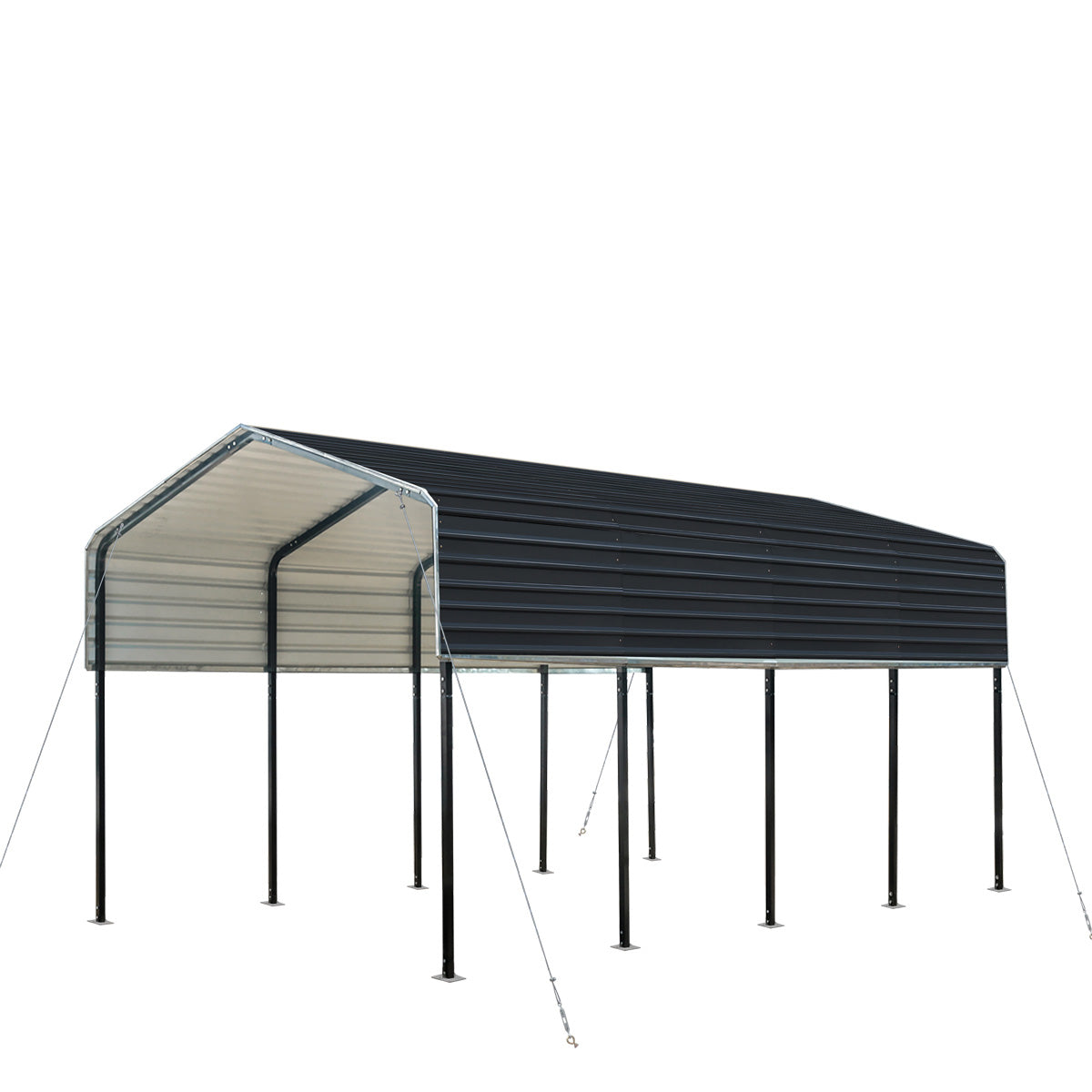 TMG Industrial 12’ x 20’ Metal Shed Carport with 8’ Open Sidewalls, TMG-MSC1220