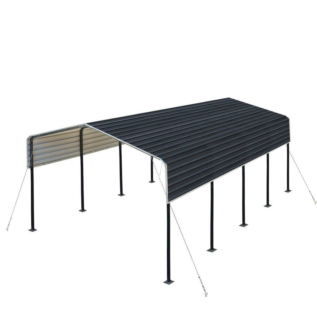 TMG Industrial 12’ x 20’ Metal Shed Carport with 8’ Open Sidewalls, TMG-MSC1220