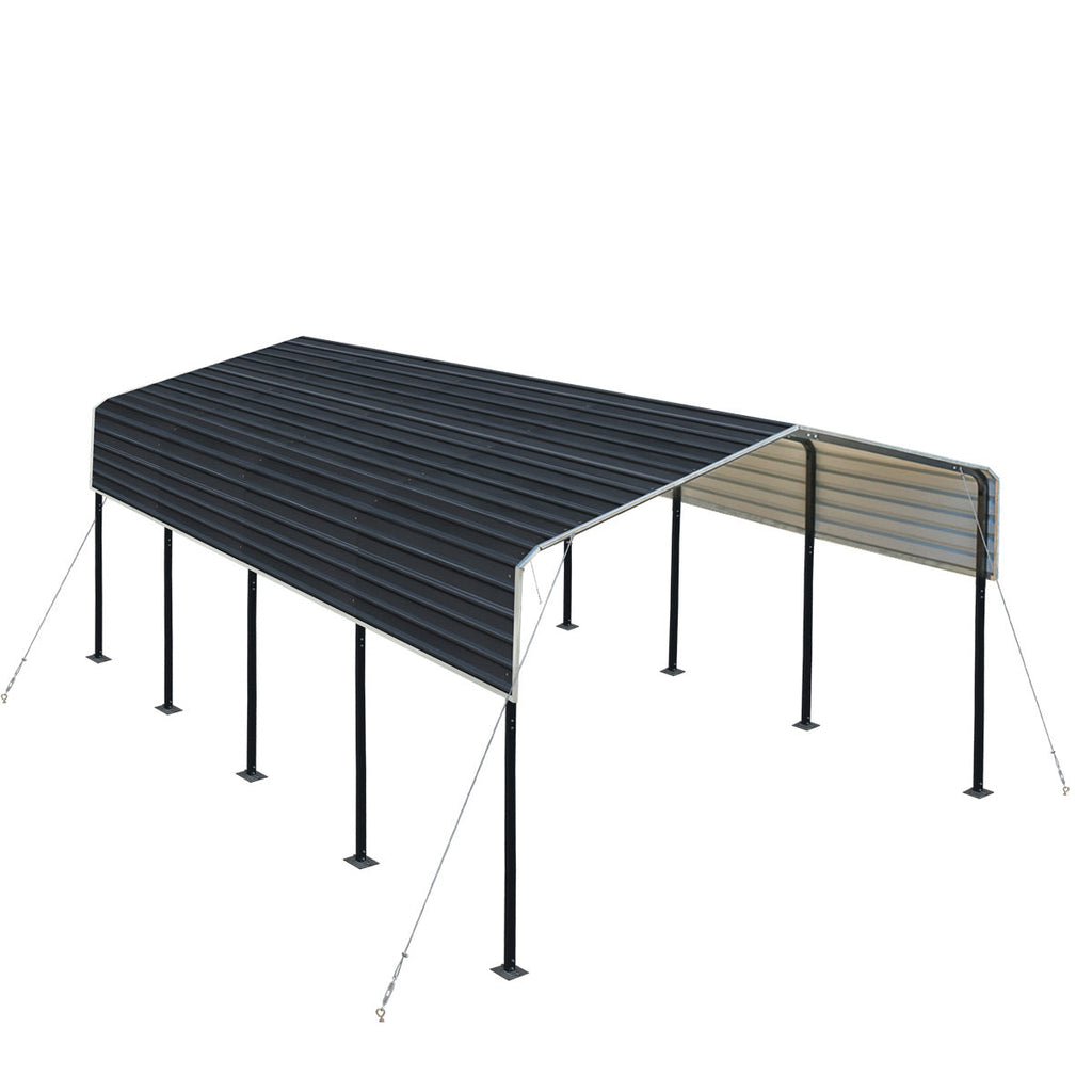 TMG Industrial 12’ x 20’ Metal Shed Carport with 8’ Open Sidewalls, TMG-MSC1220