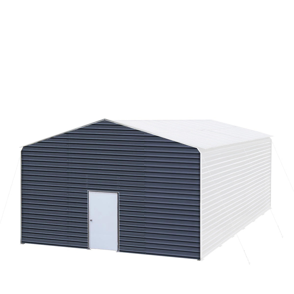 TMG Industrial Metal Shed Carport Add-On Package Kit For TMG-MSC2020F And TMG-MSC2030F , Front Wall w/Roll Up Doors & Back Wall, TMG-MSC20-RD12