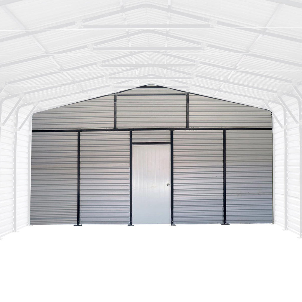 TMG Industrial Metal Shed Carport Add-On Package Kit For TMG-MSC2020F And TMG-MSC2030F , Front Wall w/Roll Up Doors & Back Wall, TMG-MSC20-RD12