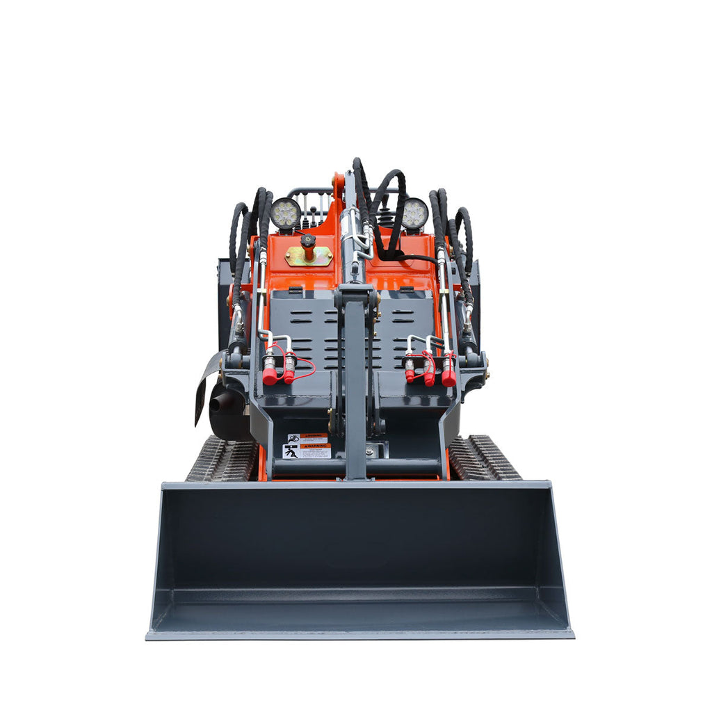 TMG Industrial Stand-On Mini Track Loader, 25 HP Perkins Diesel Engine, Eaton Hydraulic Motor, Permco Hydraulic Pump, Italian Hydro Control Valve, Joystick Controls, 750 lb Load Capacity, Smooth Bucket Included, TMG-MVL25P