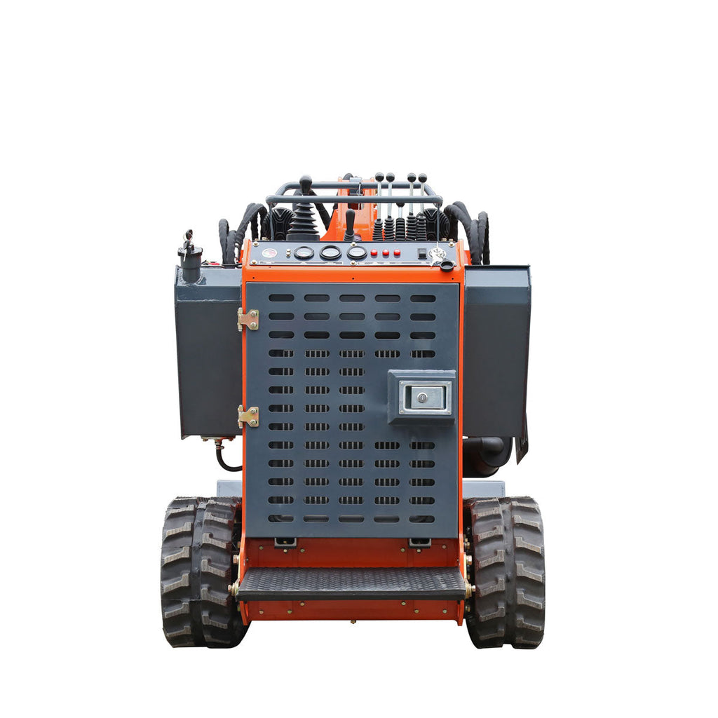 TMG Industrial Stand-On Mini Track Loader, 25 HP Perkins Diesel Engine, Eaton Hydraulic Motor, Permco Hydraulic Pump, Italian Hydro Control Valve, Joystick Controls, 750 lb Load Capacity, Smooth Bucket Included, TMG-MVL25P