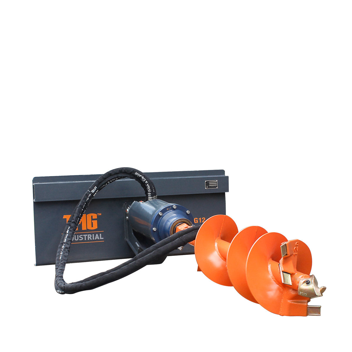 TMG Industrial Skid Steer Post Hole Auger Drive Attachment, 12” Diameter Auger, 48” Drilling Depth, Standard Flow, TMG-SAG12