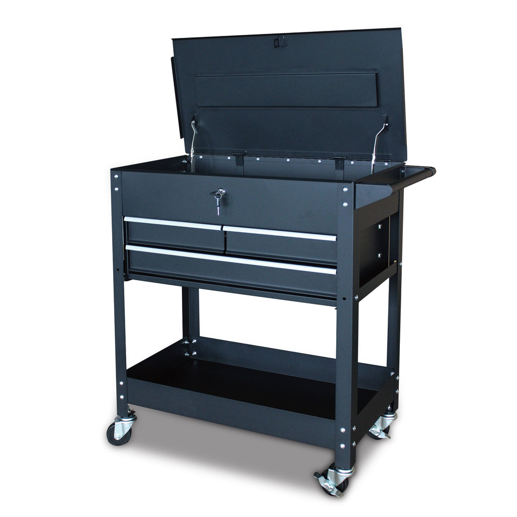 TMG-SC03D 3-Drawer Rolling Service Cart with Locking Lid