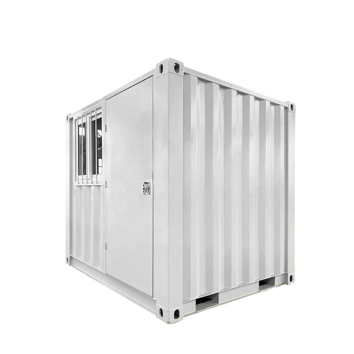 TMG Industrial 8' Site Storage Steel Container, Bi-parting Front Door, Side Entry Man Door, Security Bar Window, TMG-SC08