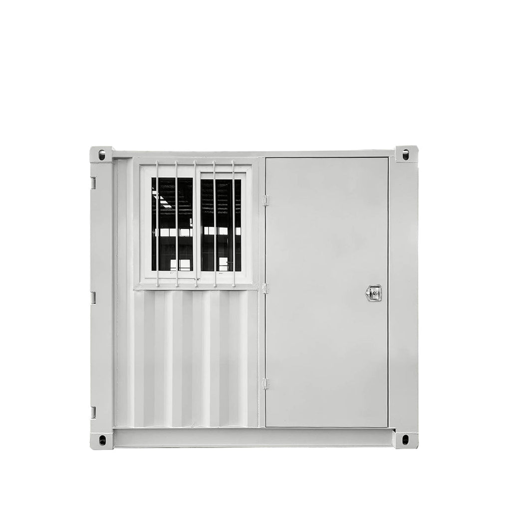 TMG Industrial 8' Site Storage Steel Container, Bi-parting Front Door, Side Entry Man Door, Security Bar Window, TMG-SC08