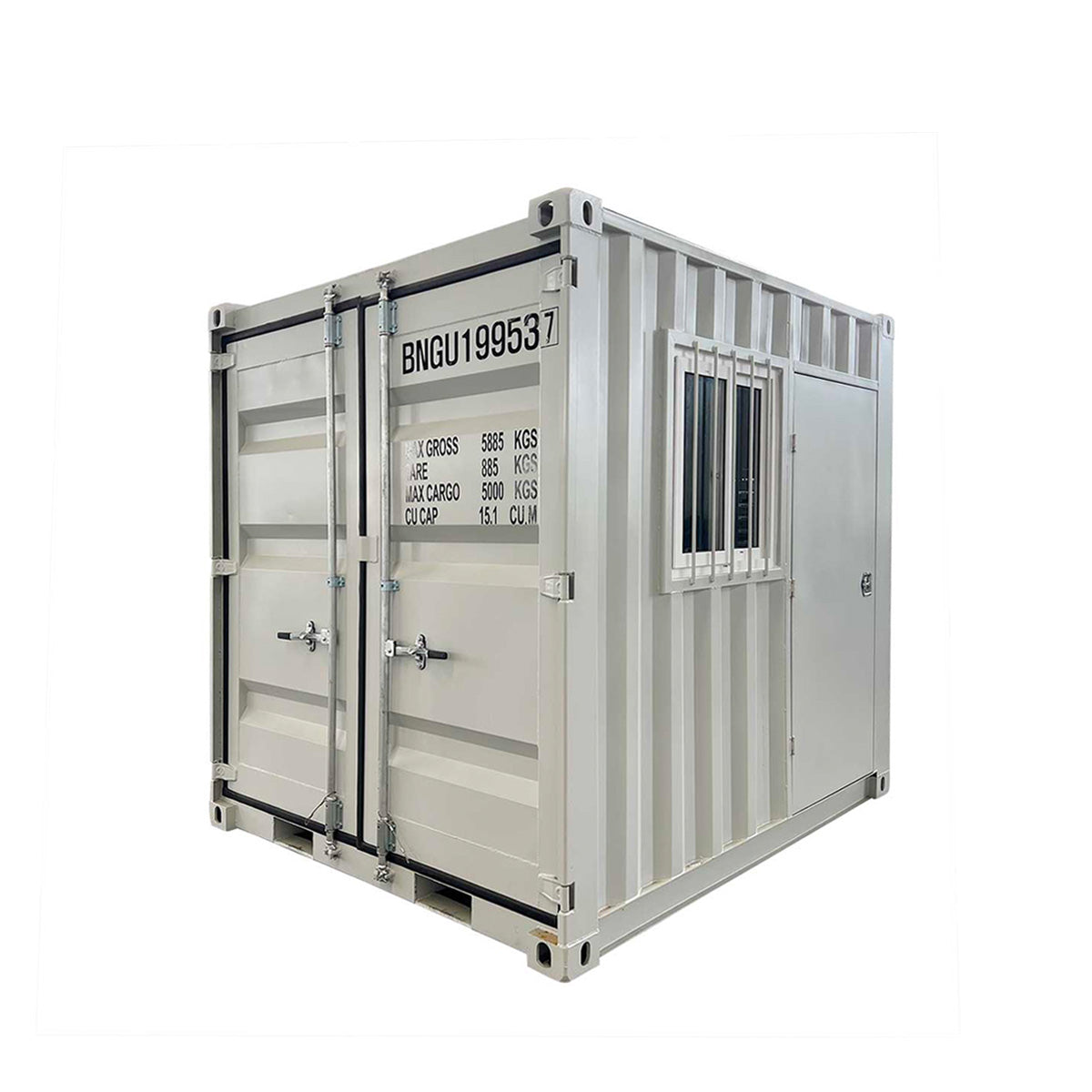TMG Industrial 9' Site Storage Steel Container, Bi-parting Front Door, Side Entry Man Door, Security Bar Window, TMG-SC09