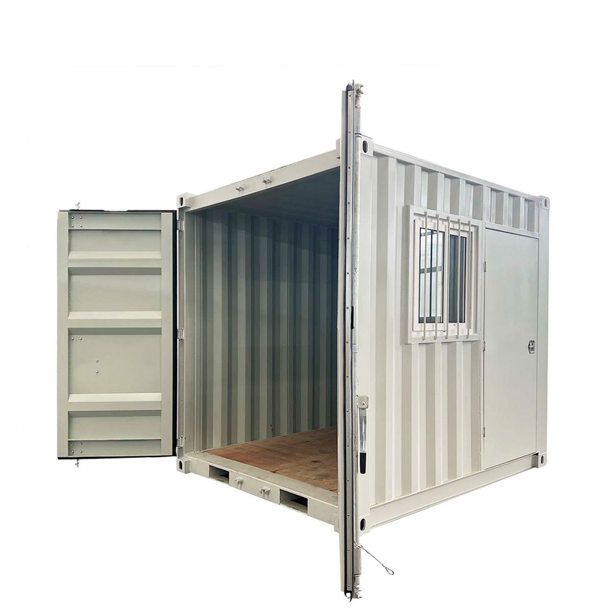 TMG Industrial 9' Site Storage Steel Container, Bi-parting Front Door, Side Entry Man Door, Security Bar Window, TMG-SC09