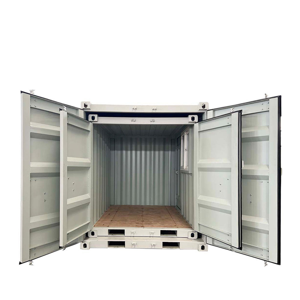 TMG Industrial 9' Site Storage Steel Container, Bi-parting Front Door, Side Entry Man Door, Security Bar Window, TMG-SC09