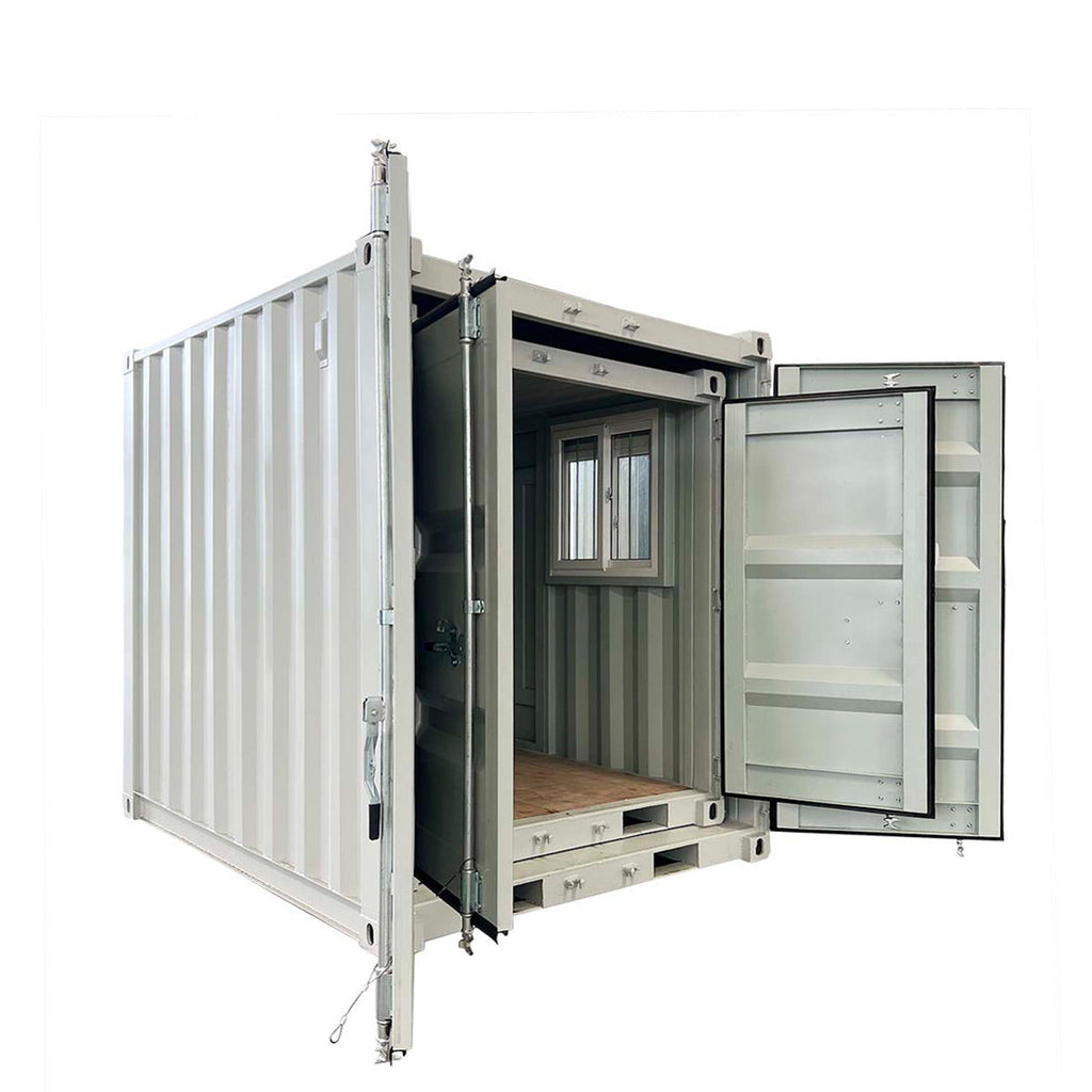 TMG Industrial 9' Site Storage Steel Container, Bi-parting Front Door, Side Entry Man Door, Security Bar Window, TMG-SC09