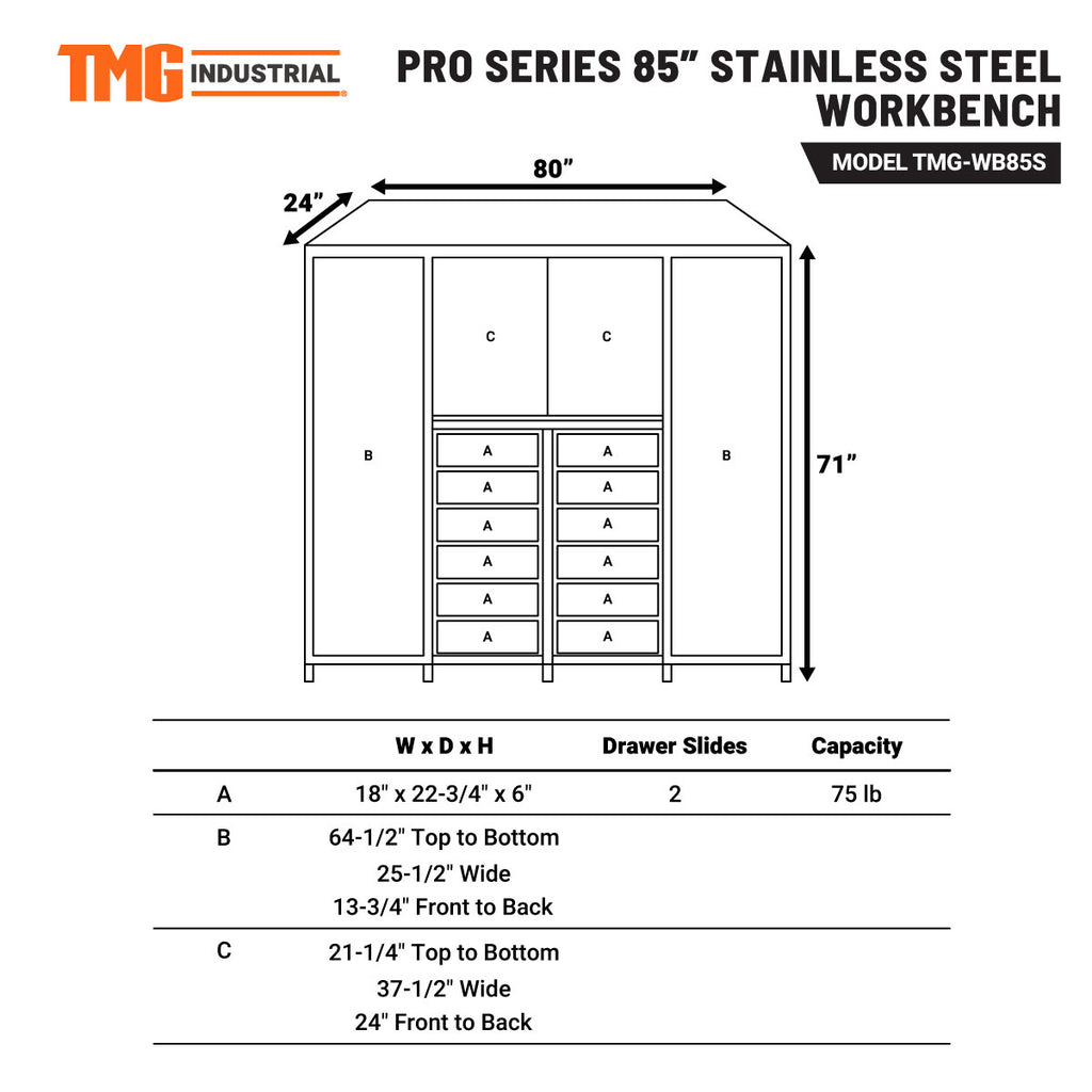 TMG-SC80 80" Tool Chest with 12 Drawers