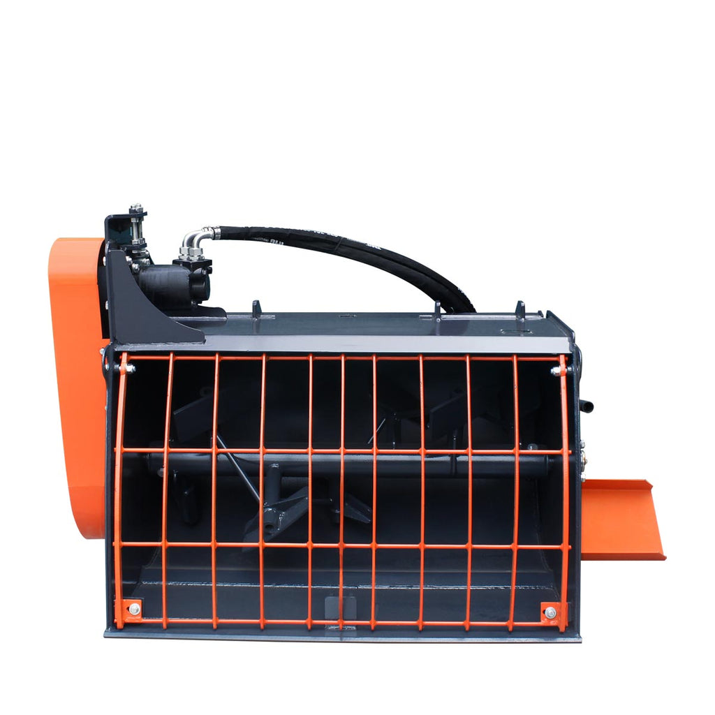 TMG Industrial 60” Skid Steer Concrete Mixer Attachment, Side Chute Dispenser & Bag Splitter, Universal Mount, 16 Cu-Ft Capacity, TMG-SCM61