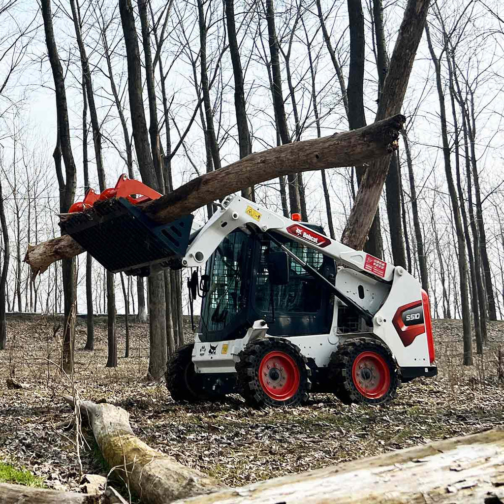 TMG Industrial 60” Skid Steer Skeleton Grapple Attachment, Universal Mount, 34” Arm Opening, 3” Tine Spacing, 2600 lb Weight Capacity, TMG-SG60