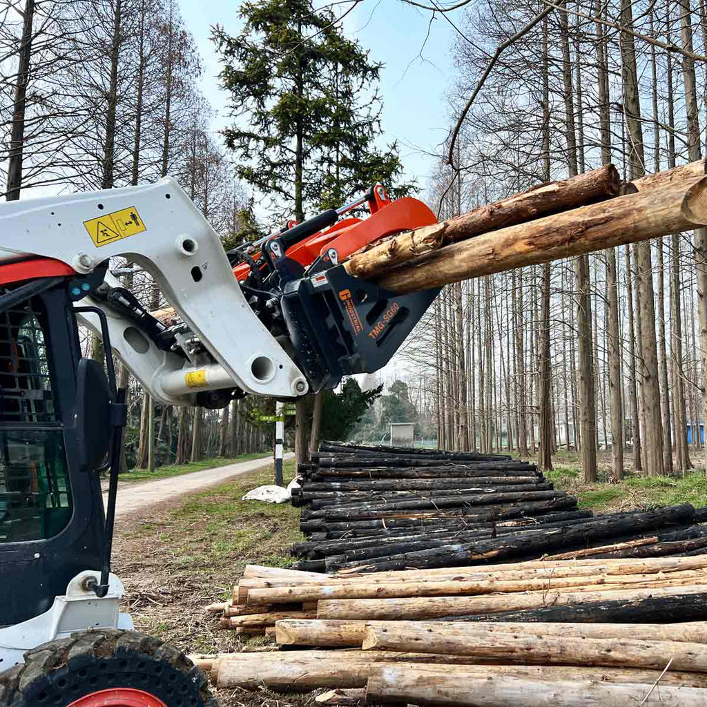 TMG Industrial 60” Skid Steer Skeleton Grapple Attachment, Universal Mount, 34” Arm Opening, 3” Tine Spacing, 2600 lb Weight Capacity, TMG-SG60