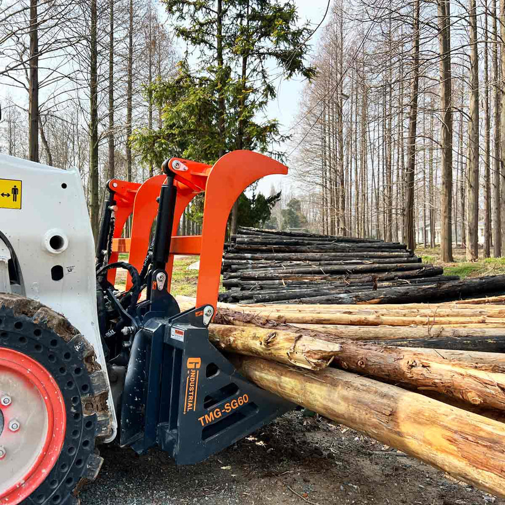 TMG Industrial 72” Skid Steer Skeleton Grapple Attachment, Universal Mount, 34” Arm Opening, 3” Tine Spacing, 2600 lb Weight Capacity, TMG-SG73