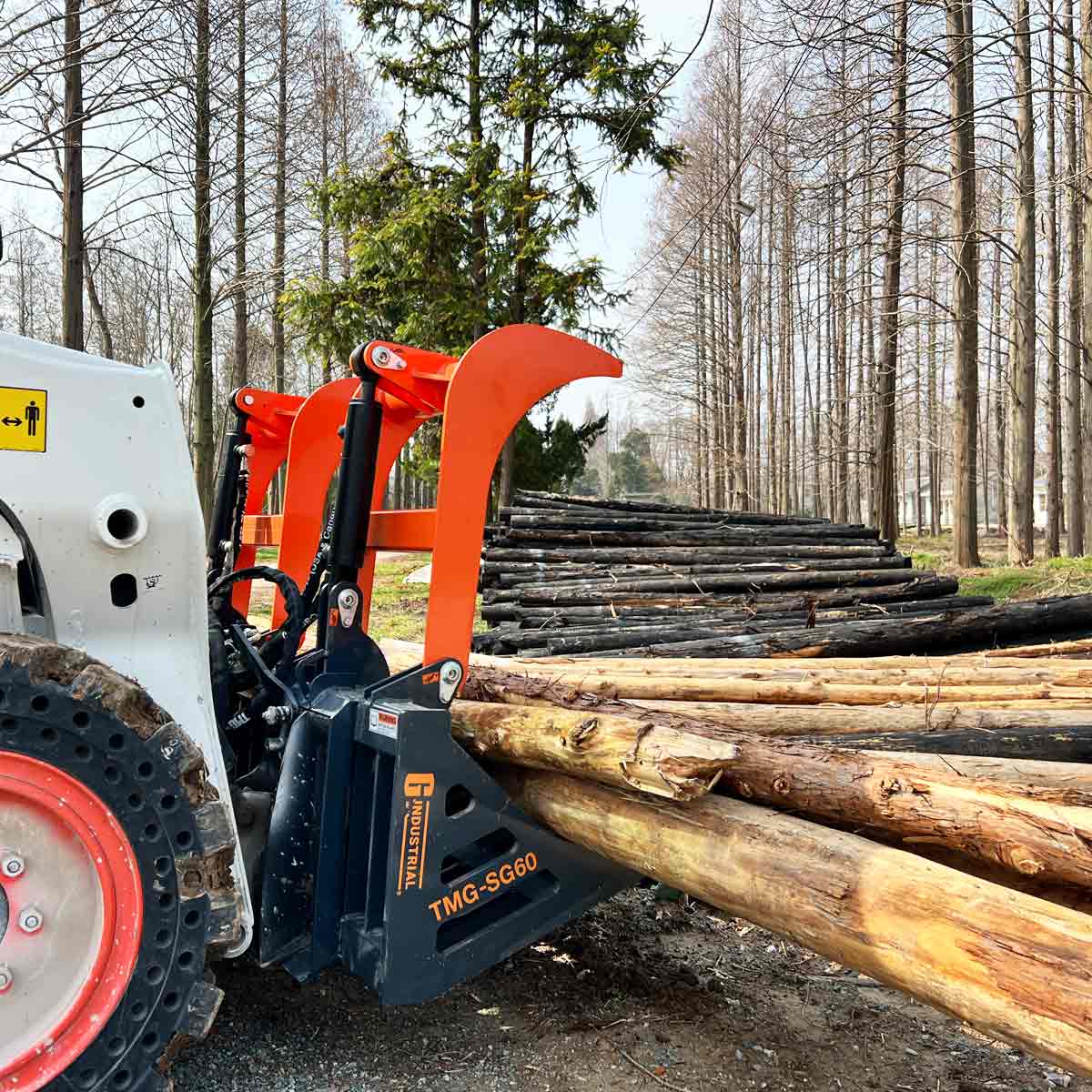 TMG Industrial 72” Skid Steer Skeleton Grapple Attachment, Universal Mount, 34” Arm Opening, 3” Tine Spacing, 2600 lb Weight Capacity, TMG-SG73