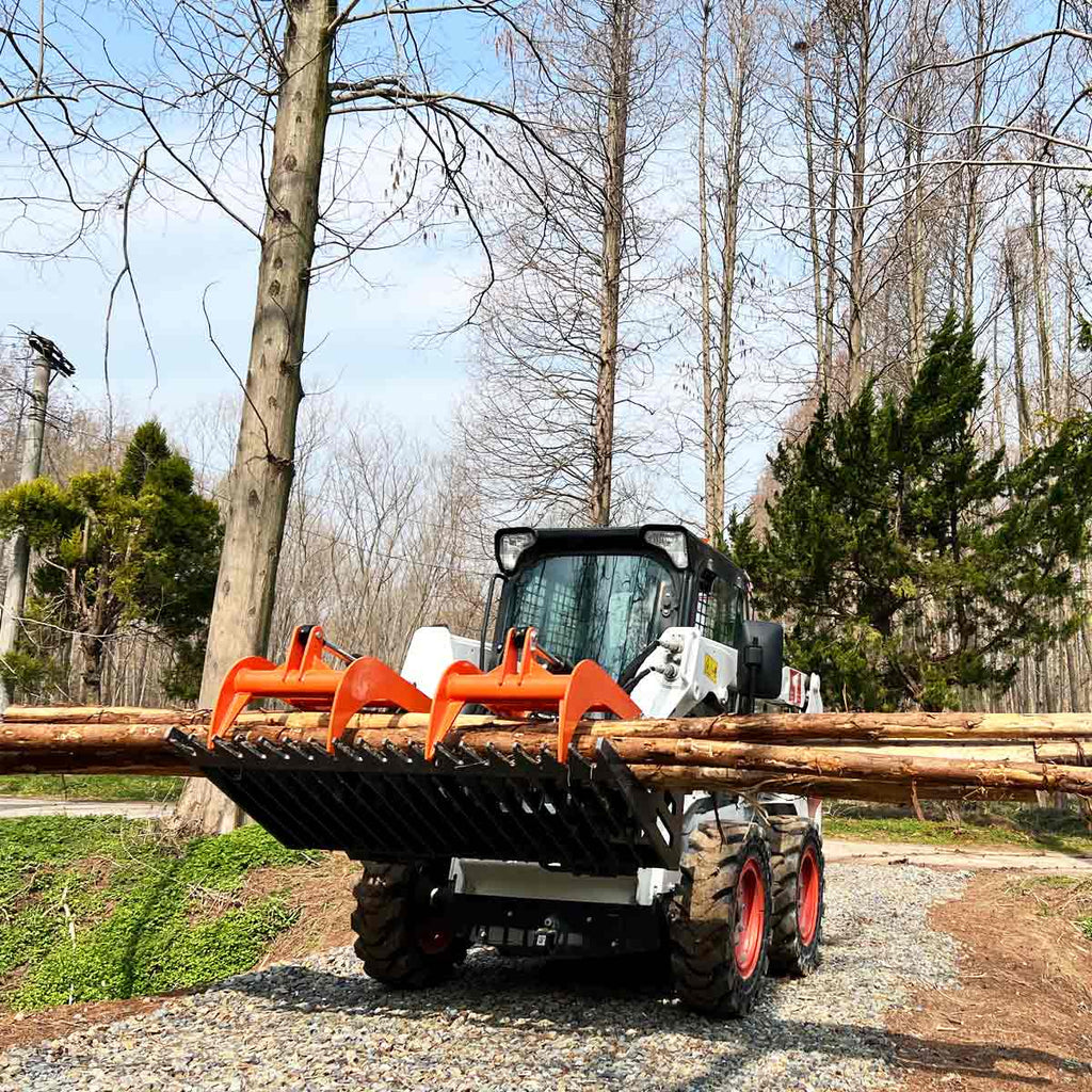 TMG Industrial 60” Skid Steer Skeleton Grapple Attachment, Universal Mount, 34” Arm Opening, 3” Tine Spacing, 2600 lb Weight Capacity, TMG-SG60