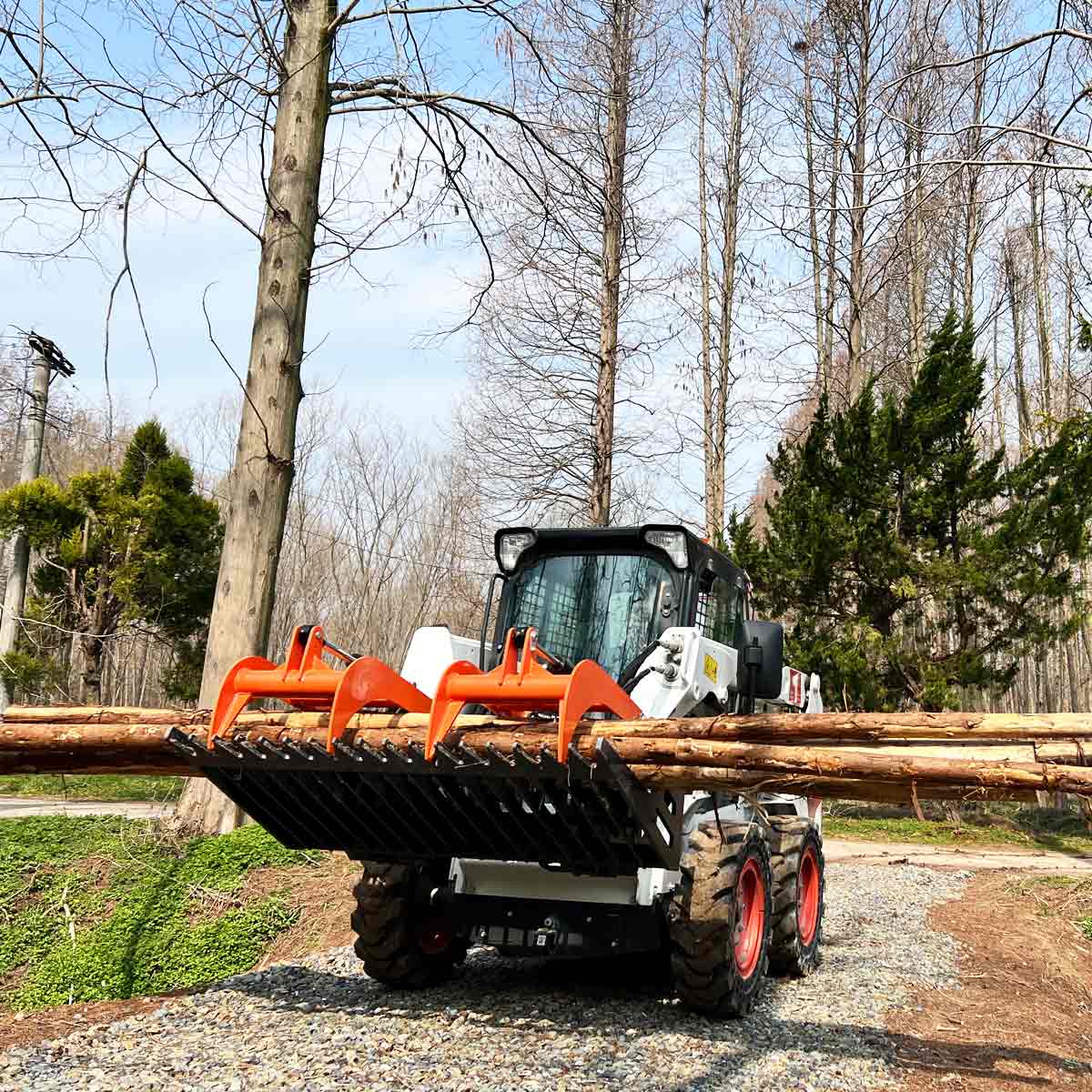 TMG Industrial 72” Skid Steer Skeleton Grapple Attachment, Universal Mount, 34” Arm Opening, 3” Tine Spacing, 2600 lb Weight Capacity, TMG-SG73