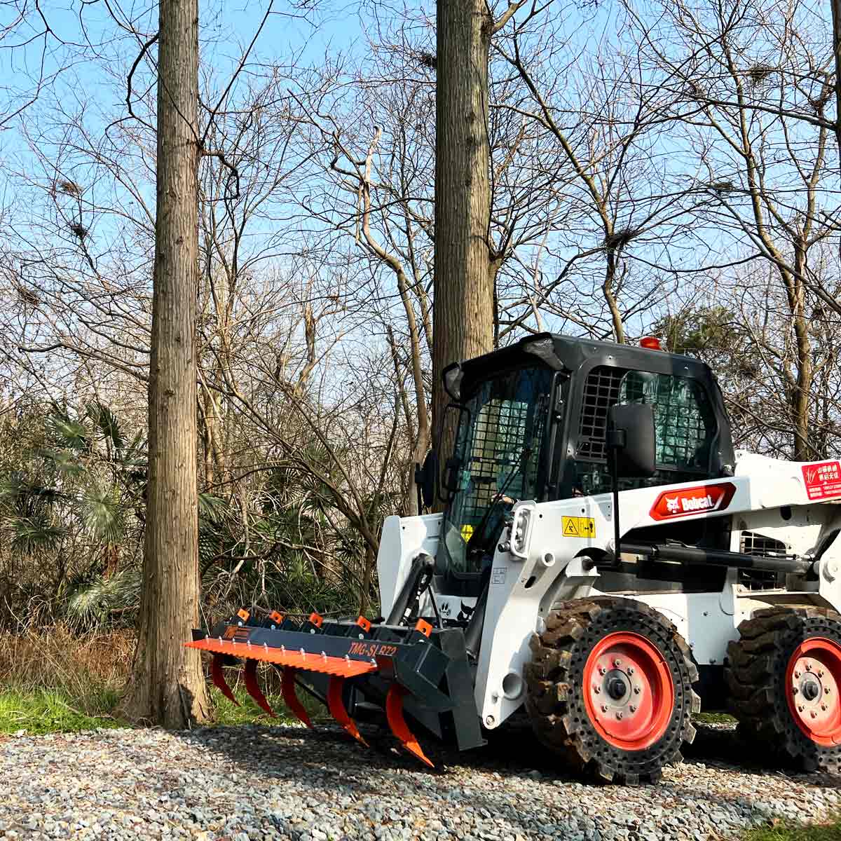 TMG Industrial 72” Skid Steer Land Ripper w/Rake Comb, Scarifier, Dethatcher, Forward & Reverse, Depth Adjustable Ripping Teeth, TMG-SLR72