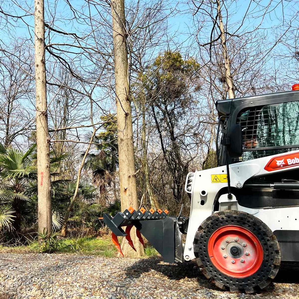 TMG Industrial 72” Skid Steer Land Ripper w/Rake Comb, Scarifier, Dethatcher, Forward & Reverse, Depth Adjustable Ripping Teeth, TMG-SLR72