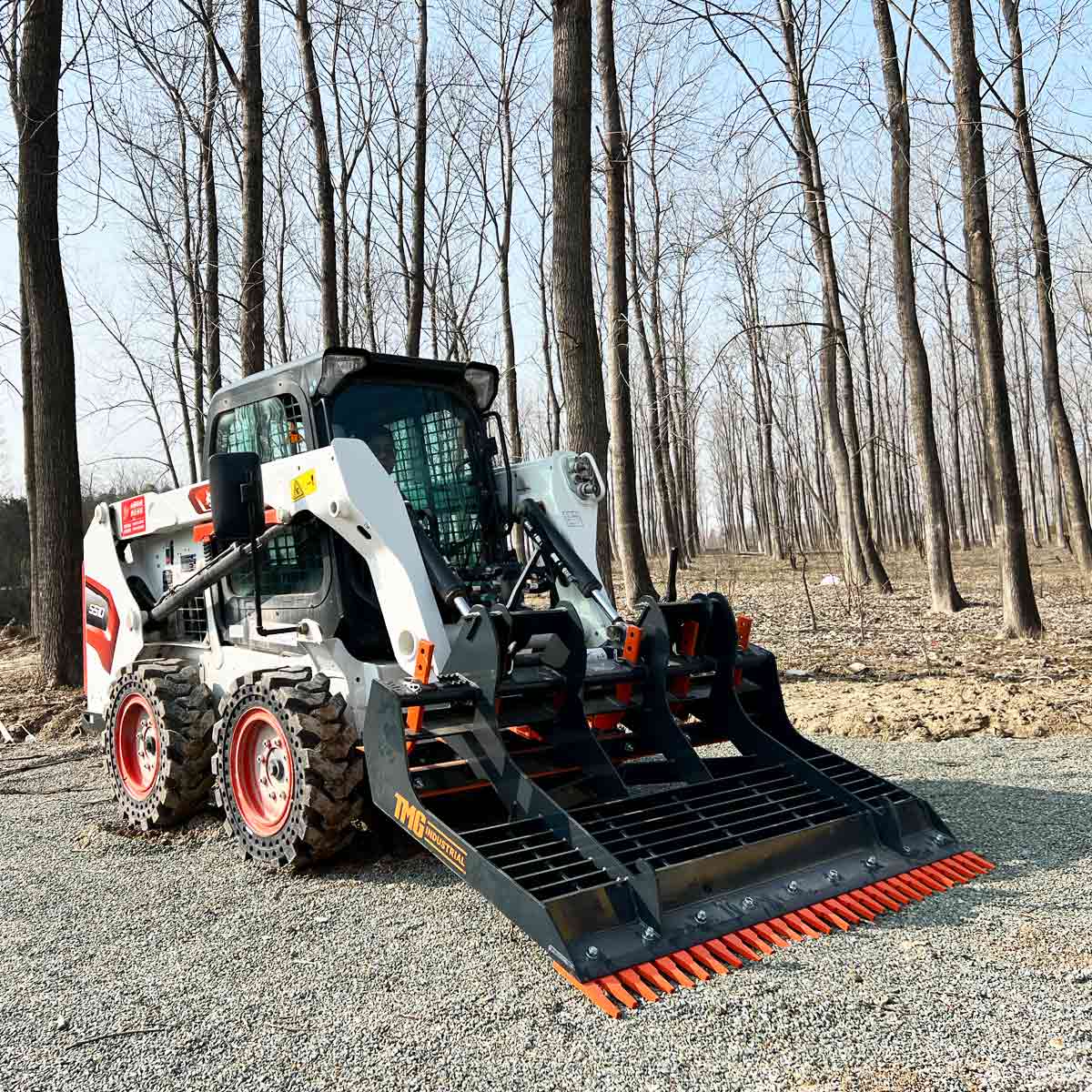 TMG Industrial 72” Skid Steer Land Ripper w/Rake Comb, Scarifier, Dethatcher, Forward & Reverse, Depth Adjustable Ripping Teeth, TMG-SLR72
