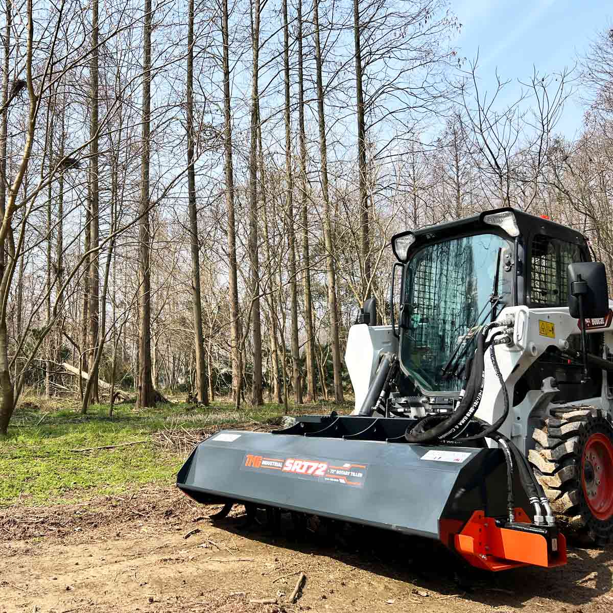 TMG Industrial 72” Skid Steer Rotary Tiller, Bi-Directional, 6” Tilling Depth, Universal Skid Mount, TMG-SRT72