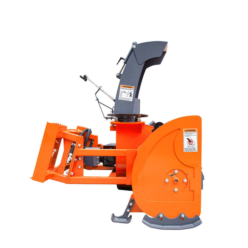 TMG Industrial 72” Skid Steer Snow Blower, 45-75 HP Loader Required, 24” Diameter Impeller, 360° Snow Chute, TMG-SSB72