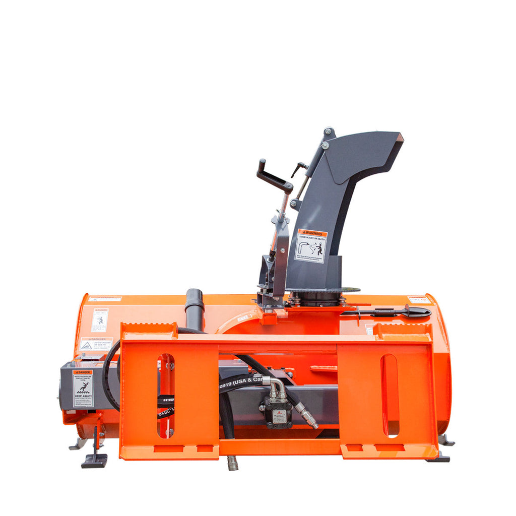 TMG Industrial 72” Skid Steer Snow Blower, 45-75 HP Loader Required, 24” Diameter Impeller, 360° Snow Chute, TMG-SSB72