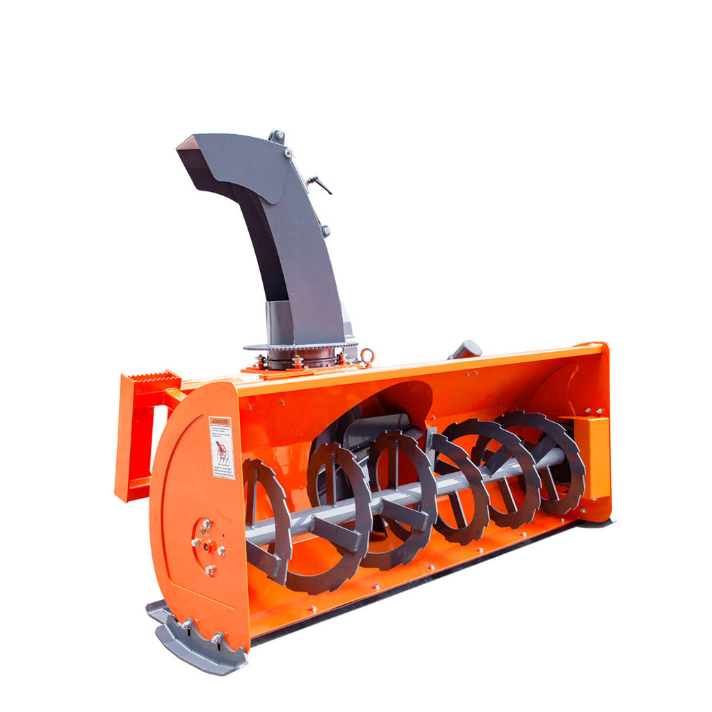 TMG Industrial 72” Skid Steer Snow Blower, 45-75 HP Loader Required, 24” Diameter Impeller, 360° Snow Chute, TMG-SSB72