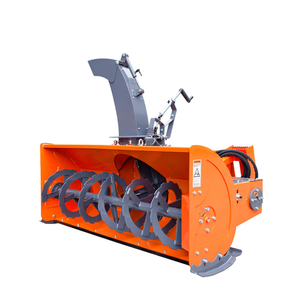 TMG Industrial 72” Skid Steer Snow Blower, 45-75 HP Loader Required, 24” Diameter Impeller, 360° Snow Chute, TMG-SSB72