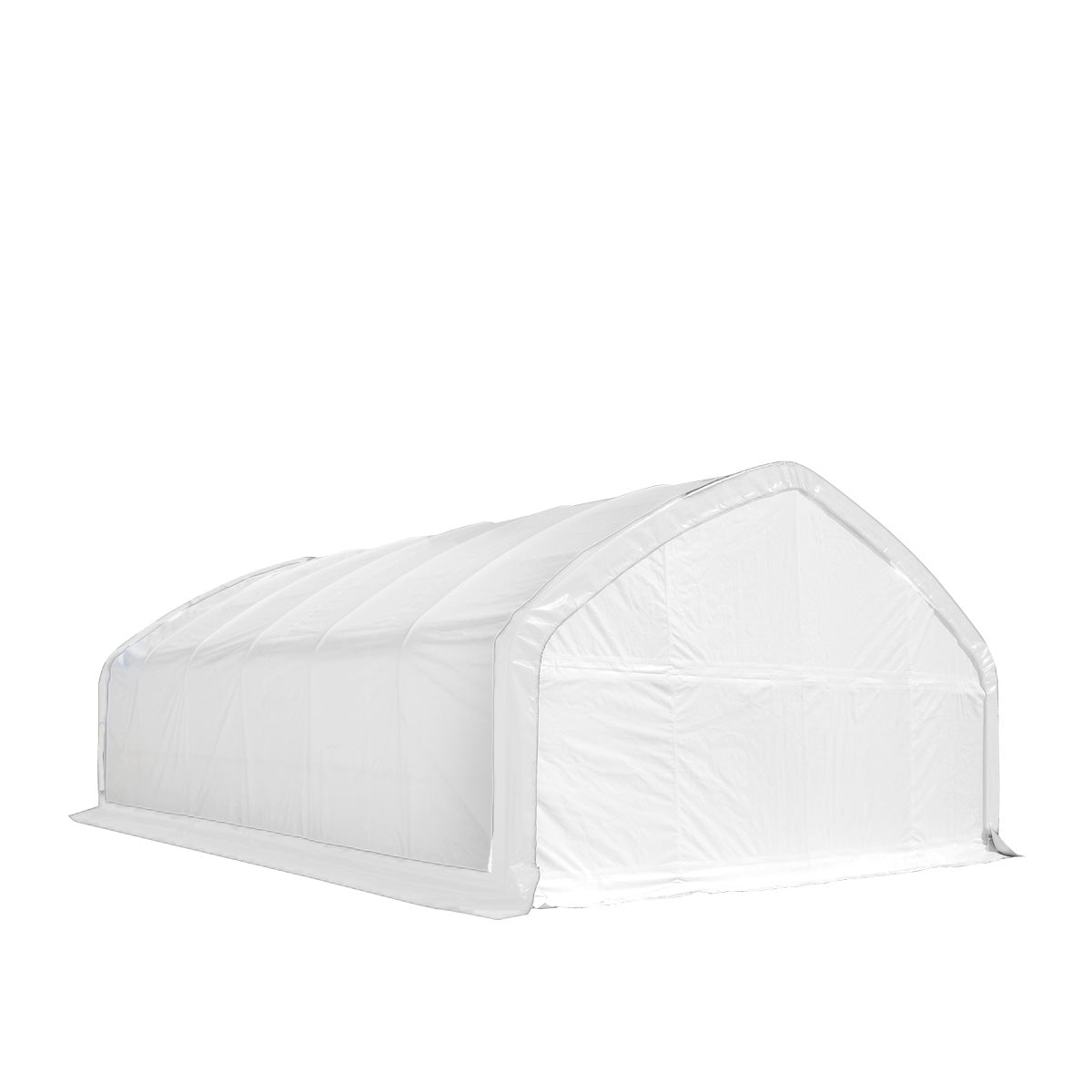TMG Industrial 20' x 30' Straight Wall Peak Ceiling Storage Shelter with Heavy Duty 11 oz PE Cover & Drive Through Door, TMG-ST2031E