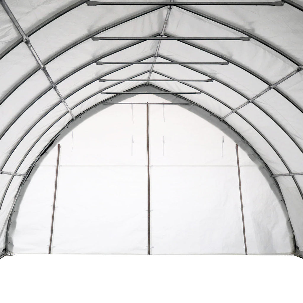 TMG Industrial 20' x 40' Arch Wall Peak Ceiling Storage Shelter with Heavy Duty 17 oz PVC Cover & Drive Through Doors, TMG-ST2041PV(Previously(ST2040PV)