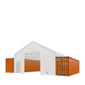 Products TMG Industrial 30' x 40' Container Peak Roof Shelter Pro Series with Heavy Duty 17 oz PVC Cover, Fully Enclosed front and back endwalls, TMG-ST3041CG