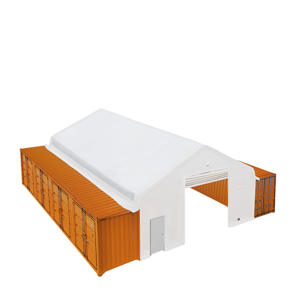 Products TMG Industrial 30' x 40' Container Peak Roof Shelter Pro Series with Heavy Duty 17 oz PVC Cover, Fully Enclosed front and back endwalls, TMG-ST3041CG