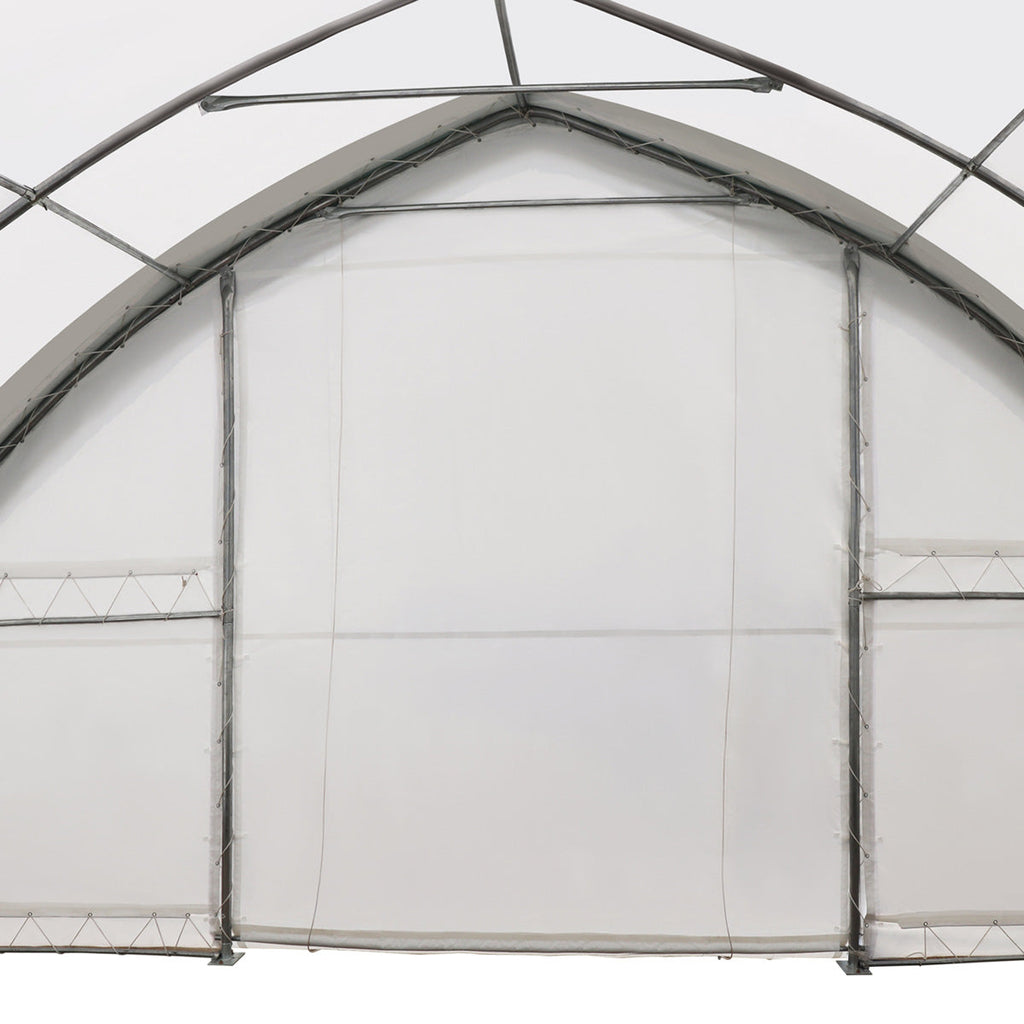 TMG Industrial 30' x 80' Peak Ceiling Storage Shelter with Heavy Duty 17 oz PVC Cover & Drive Through Doors, TMG-ST3080V